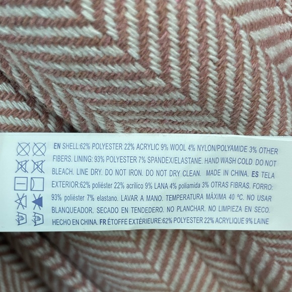 Medium Mauve Pink Chevron Belted Hooded Dress Coat Jacket NEW from Forever21 - Picture 9 of 11